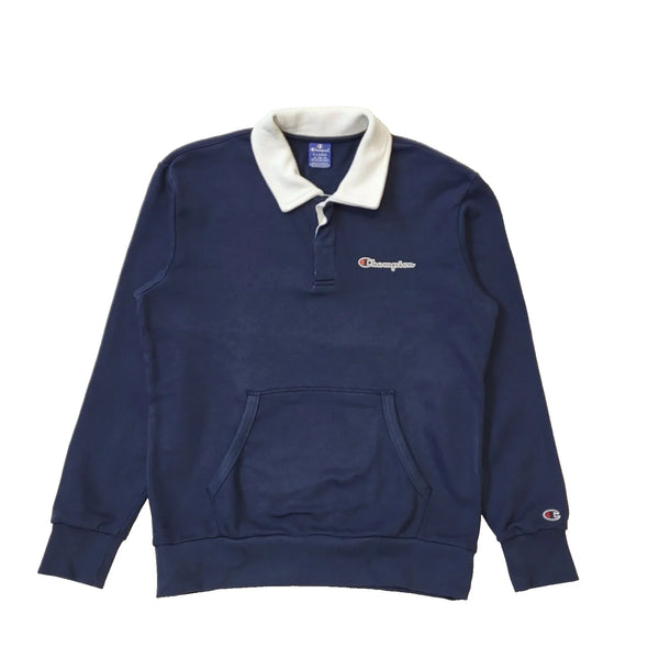 Champion Navy 1/4 Button Long Sleeve Sweatshirt Men's Uk XL Eu 56 G858