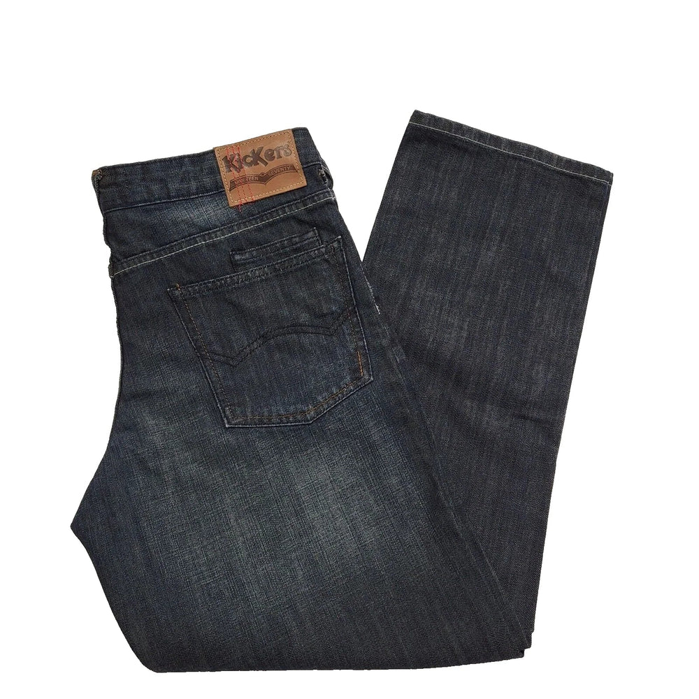 Kickers Dark Blue Straight Leg Button Denim Jeans UK Men's xL W36 L32 K435