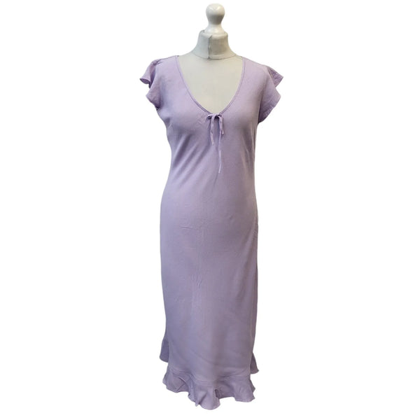 Dorothy Perkins Purple Short Sleeve Round Neck Dress Uk Women's Size 12 EE395