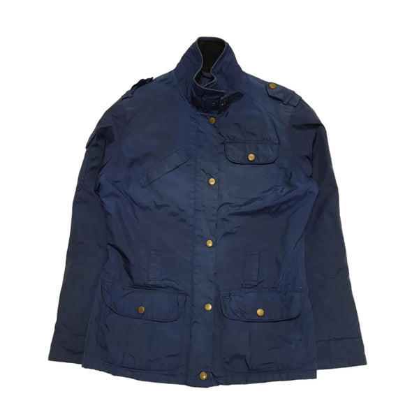 Barbour Metallic Ameila Blue Snap Fasten Quilted Jacket UK Women's 10 K556
