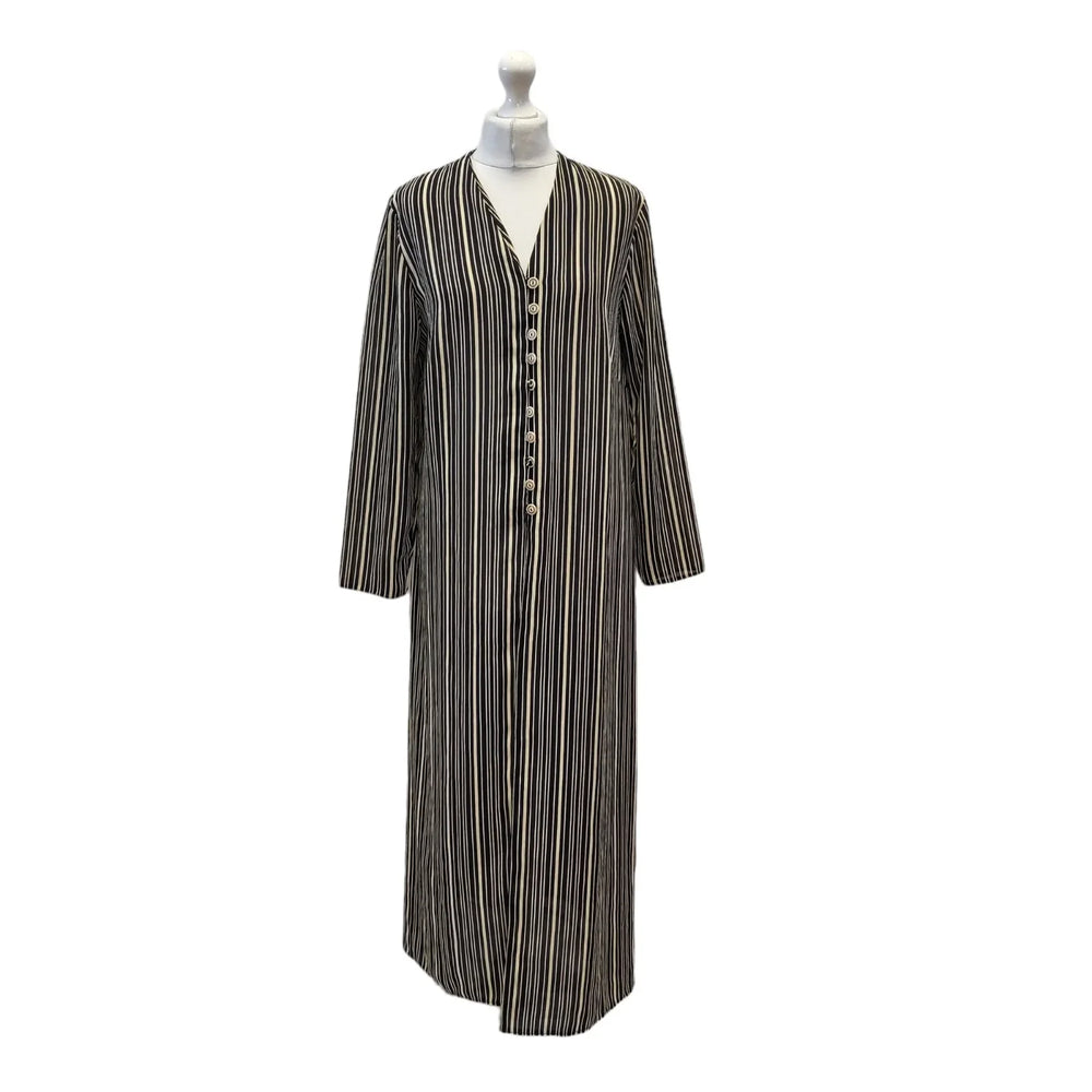 Essence 90s Vintage Black White Striped Shirt Dress Women's Size 12 EU 40