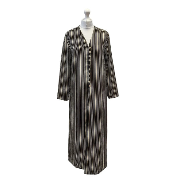 Essence 90s Vintage Black White Striped Shirt Dress Women's Size 12 EU 40