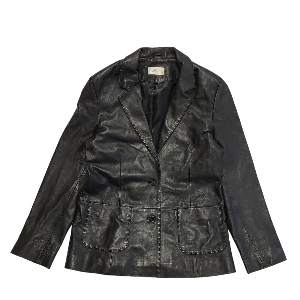 Platinum Vintage 80s Black Leather Jacket Uk Women's Size Large