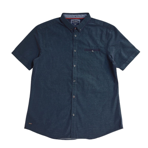 Tokya Laundry Blue Spotted Slim Fit Short Sleeve Shirt BNWT  Mens UK L EE365