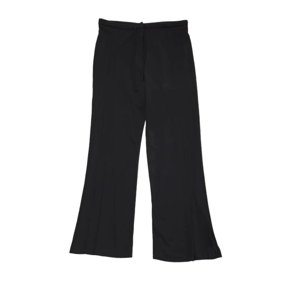 Vintage 80's Black Pleated Wide Leg Drawstring Trousers Womens UK 14 W32 L30