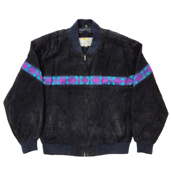 Mesa Ridge 90s Vintage Black Zip Up Suede Jacket Men's Size 2XL
