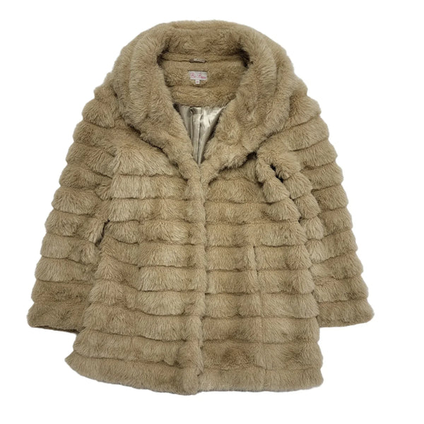 Be Beau Vintage 90's Beige Faux Fur Jacket Uk Women's Size 14