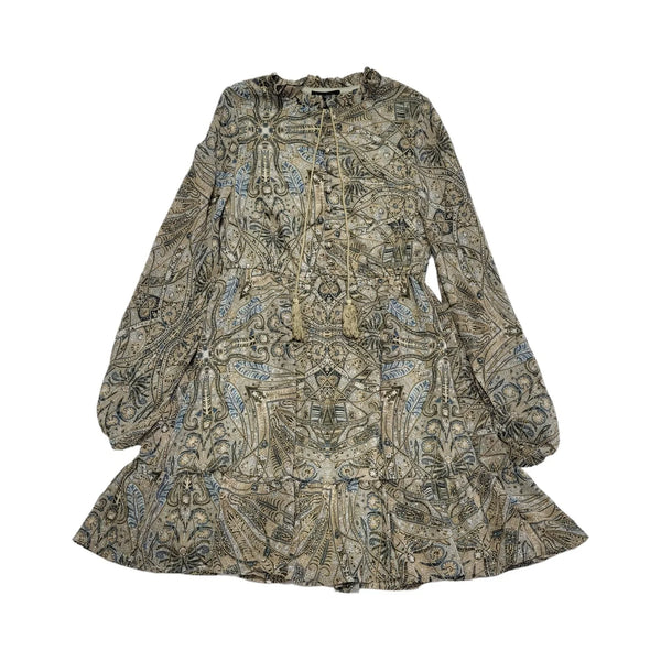 Blue Vanilla Long Sleeve Blue Green Fit & Flare Dress Women's UK 10 Bnwt CC606