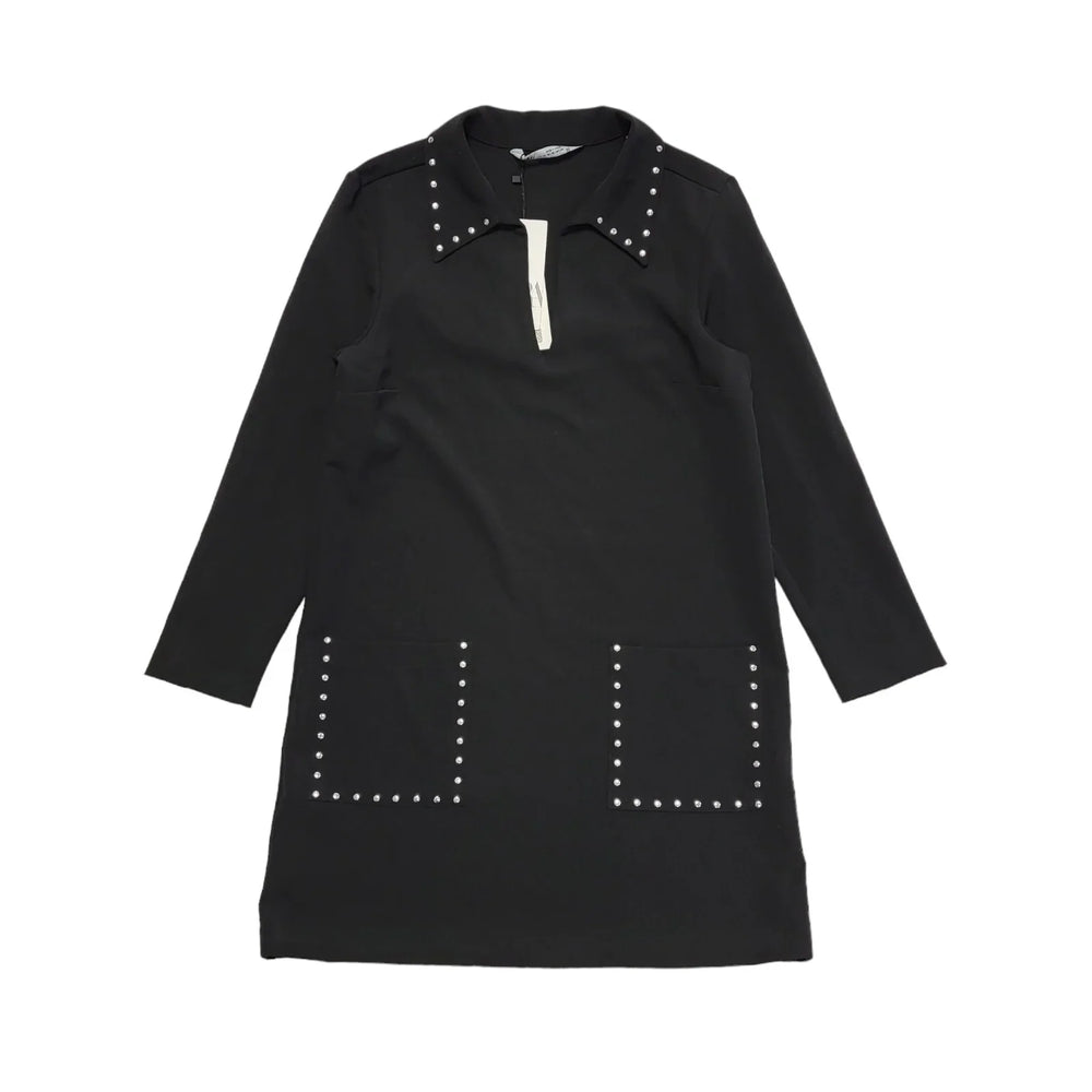 Zara Black Studded Long Sleeve Tunic Dress BNWT Womens UK Size XS CC470