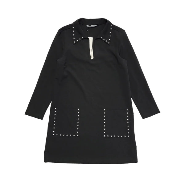 Zara Black Studded Long Sleeve Tunic Dress BNWT Womens UK Size XS CC470