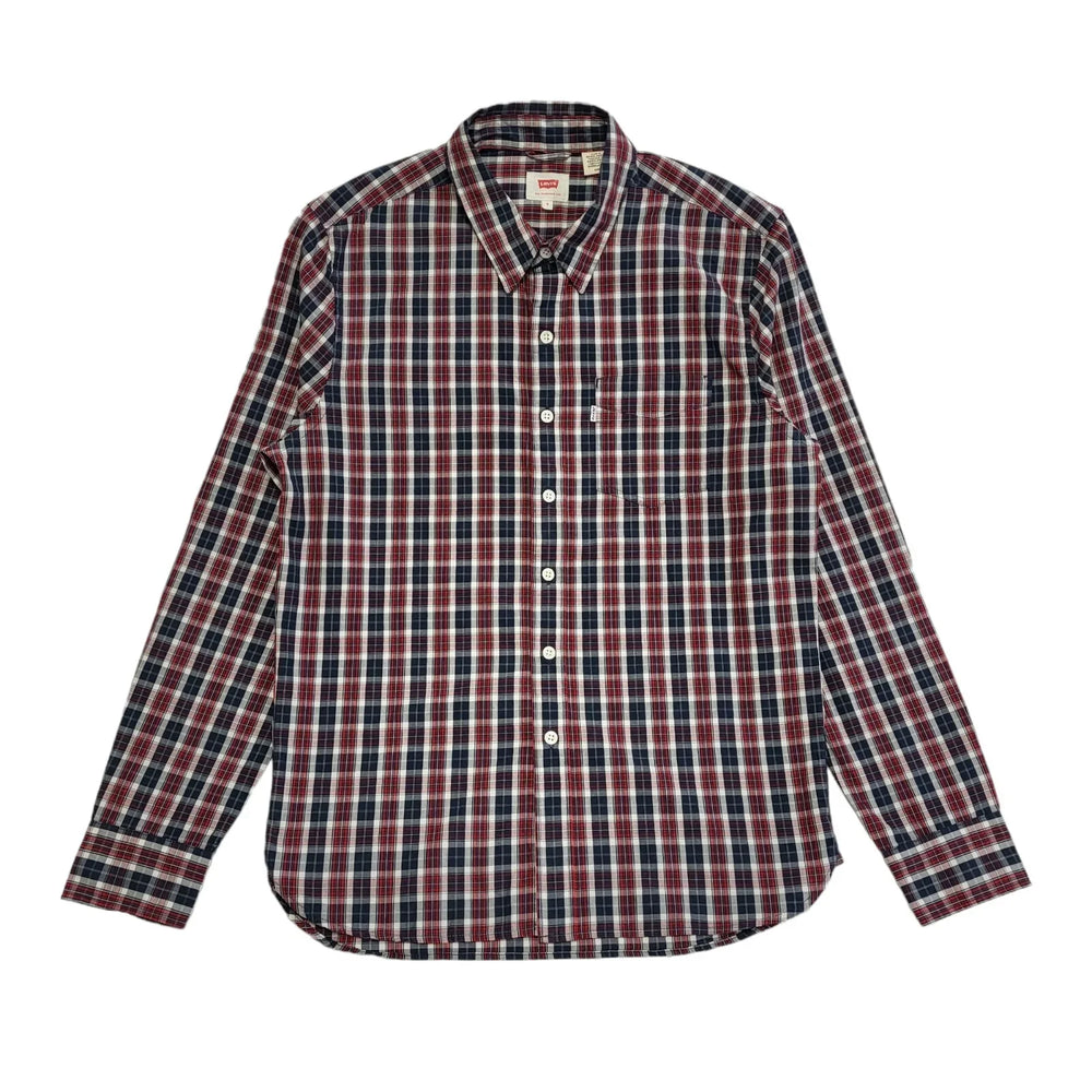 Levi's Red & Blue Checked Long Sleeve Mens Slim Fit Shirt UK Size S CC868