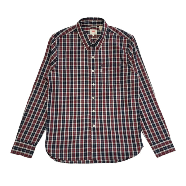 Levi's Red & Blue Checked Long Sleeve Mens Slim Fit Shirt UK Size S CC868