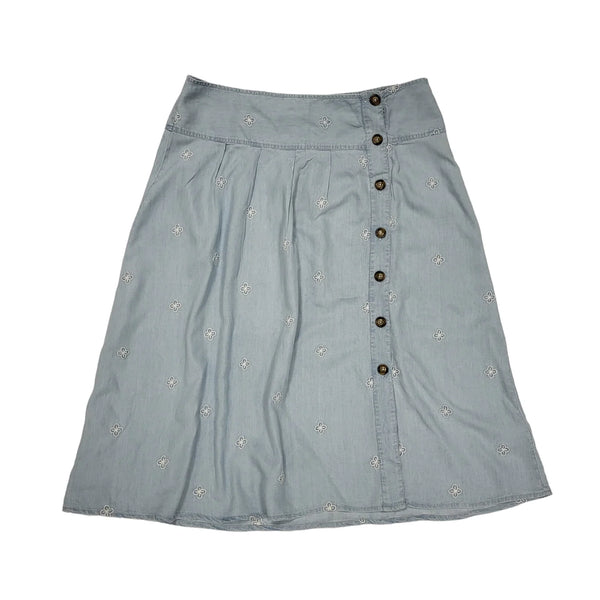 Monsoon Blue Denim Embrodidered Women's Skirt uk 18 BNWT W38-40 K414