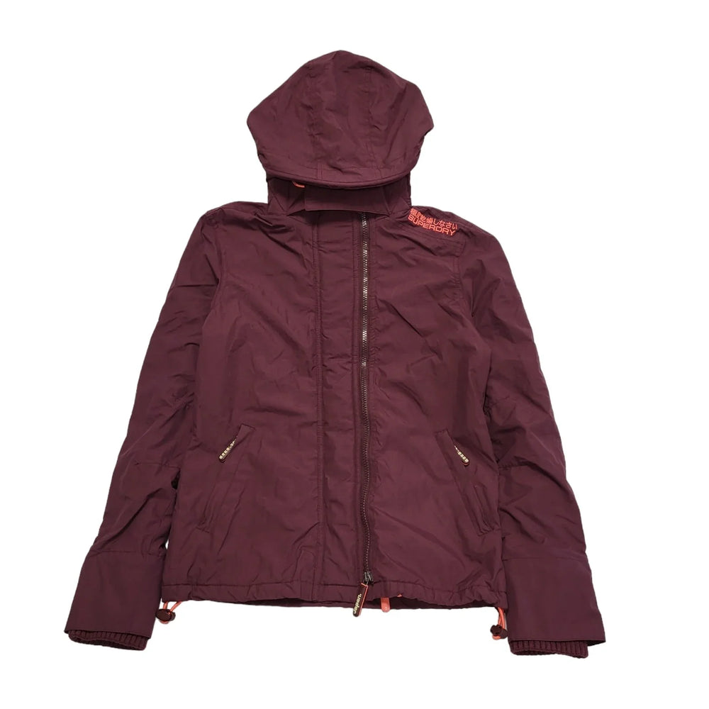 Superdry Wind Cheater Burgundy Hooded Jacket Uk Women's Size S