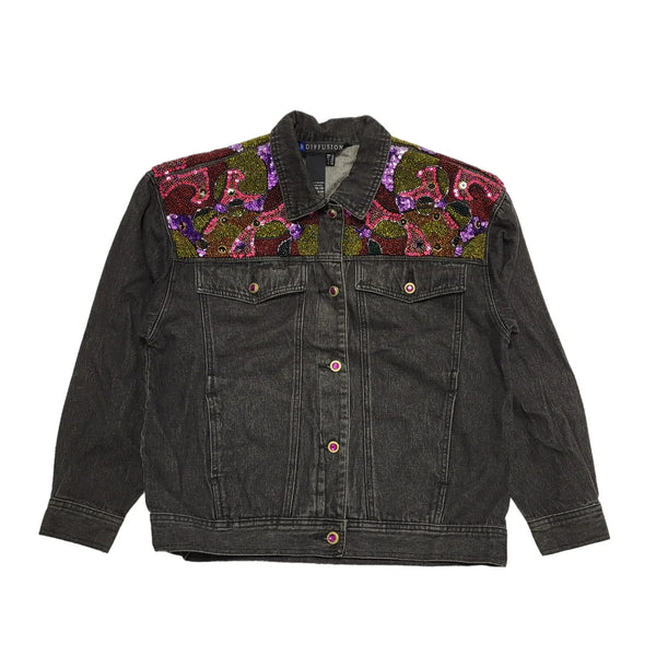 I.B.Diffusion Charcoal Button Denim Jacket Women's UK 10 M H622