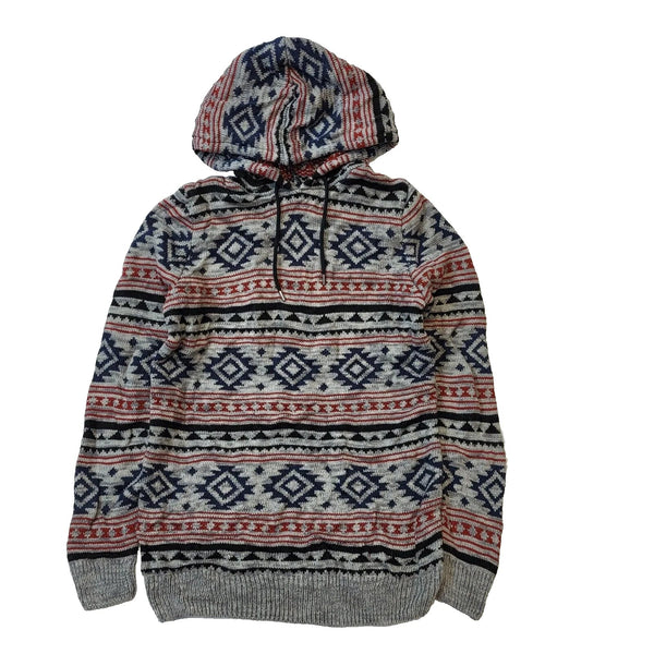 Vintage Canda Grey Black Red Drawstring Long Sleeve Hoodie Women's uk M H503