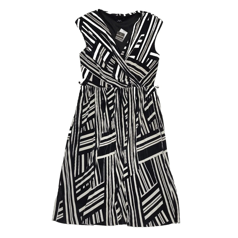 Wallis Black White V-Neck Wrap V-Neck Formal Dress BNWT Uk L 12 L353