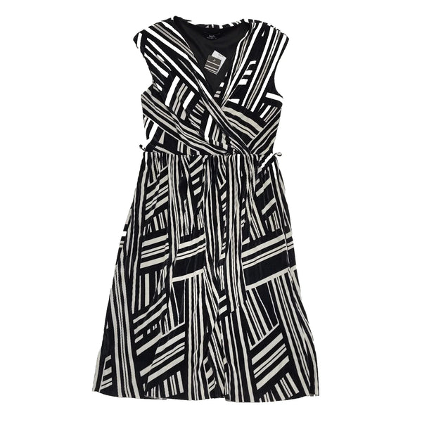 Wallis Black White V-Neck Wrap V-Neck Formal Dress BNWT Uk L 12 L353