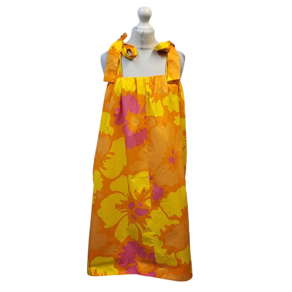 Cos Orange Pink Sleeveless Square Neck Dress Uk Women's Size M Bnwt EE419