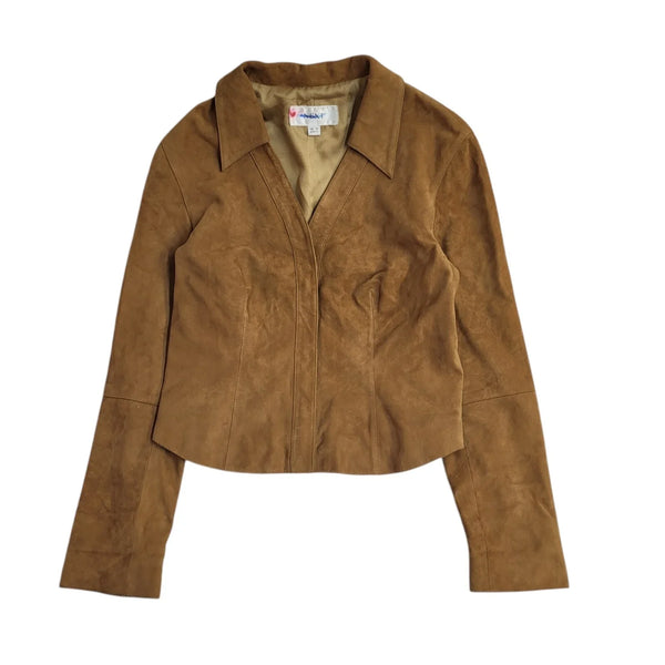 Next Brown Y2k Leather Zipped Jacket UK Women's Size 12