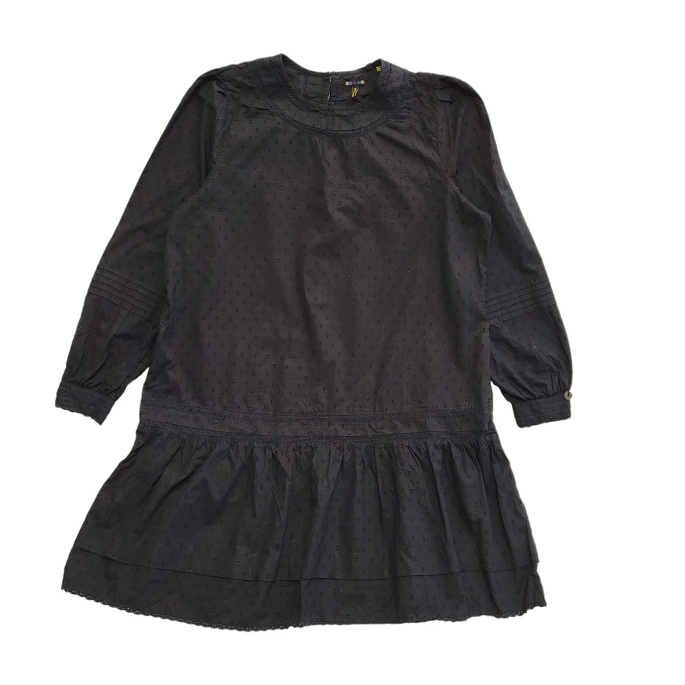Superdry Black Long Sleeve Tiered Daywear Dress Uk Women's Size 10 CC460