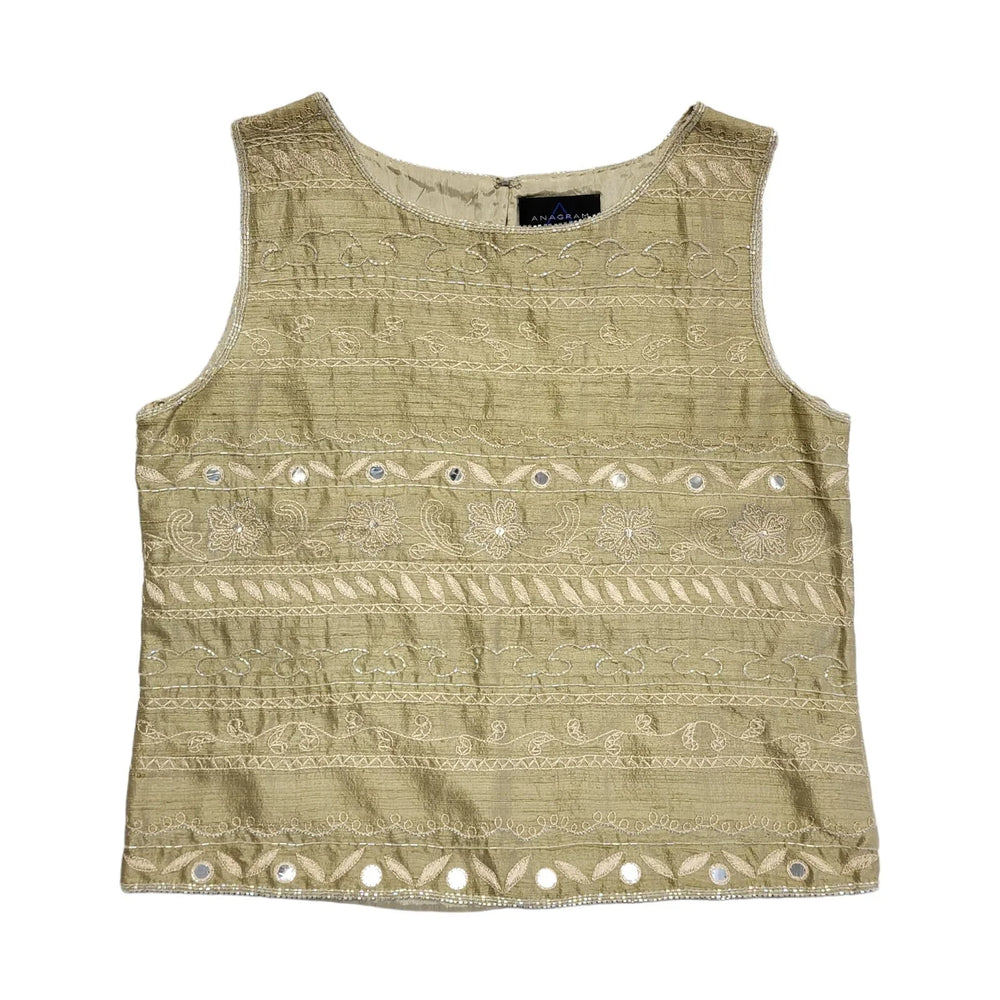 Anagram Vintage 90's Beige Sequin Sleeveless Top Womens UK Size 14