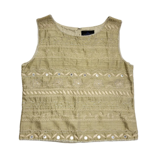 Anagram Vintage 90's Beige Sequin Sleeveless Top Womens UK Size 14