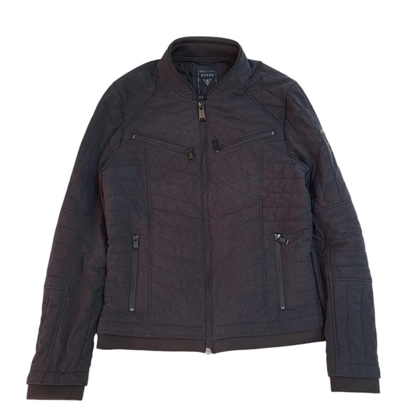 Guess Black Zipped Quilted Jacket Uk Men's Size Small EE325