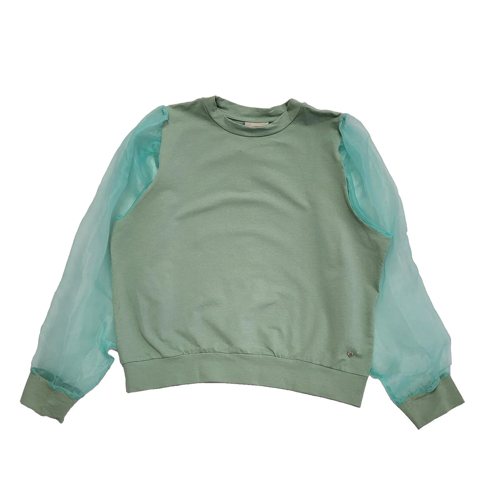 Please Green Sweatshirt Puff Mesh Sleeved Uk Women's Size Small Bnwt L520