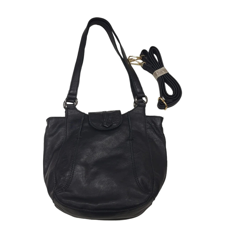 Hotter Black Leather Small Shoulder Bag Uk Women's Size  10" x 10"