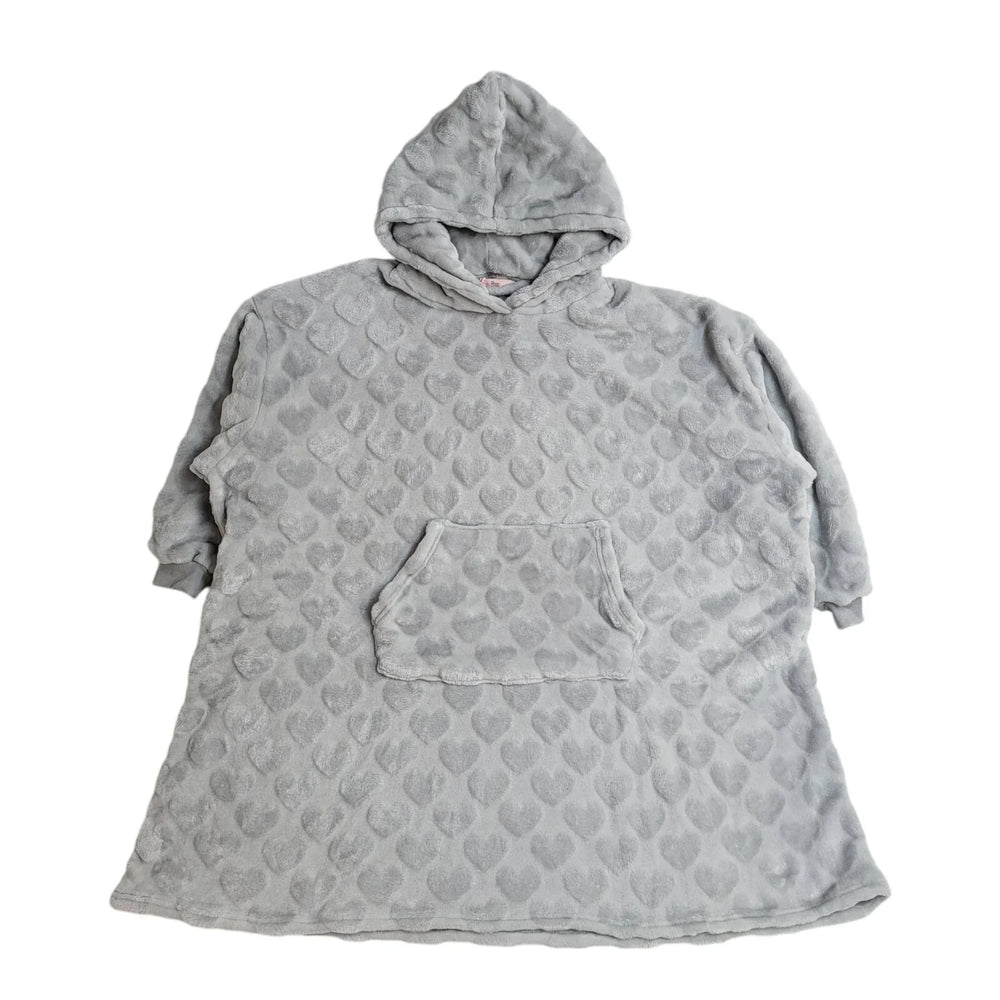 Boux Avenue Grey Mix Heart Embossed Cosy Hoodie Coat UK Women's M/L EE515