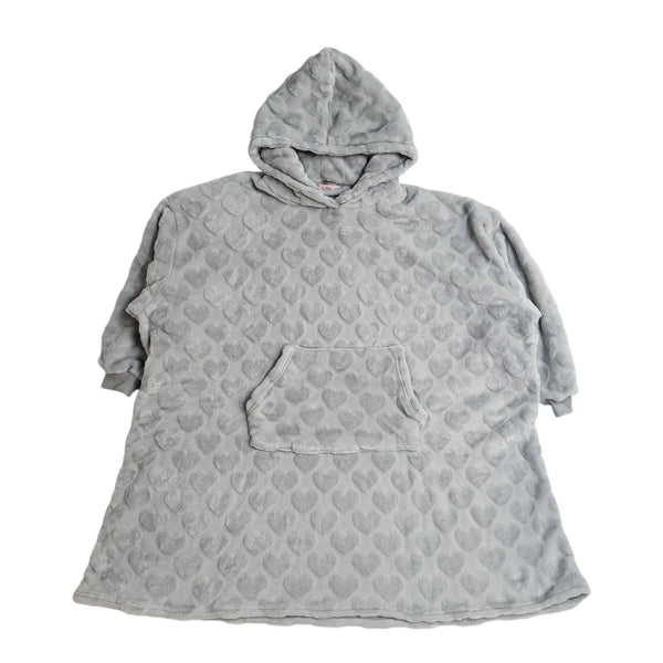 Boux Avenue Grey Mix Heart Embossed Cosy Hoodie Coat UK Women's M/L EE515