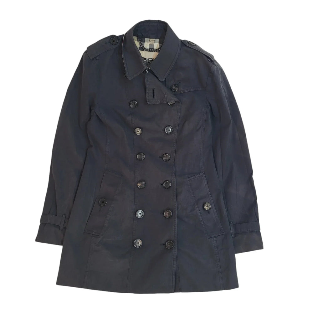 Burberry Black Double Breasted Coat UK Women's Size 8 EE973