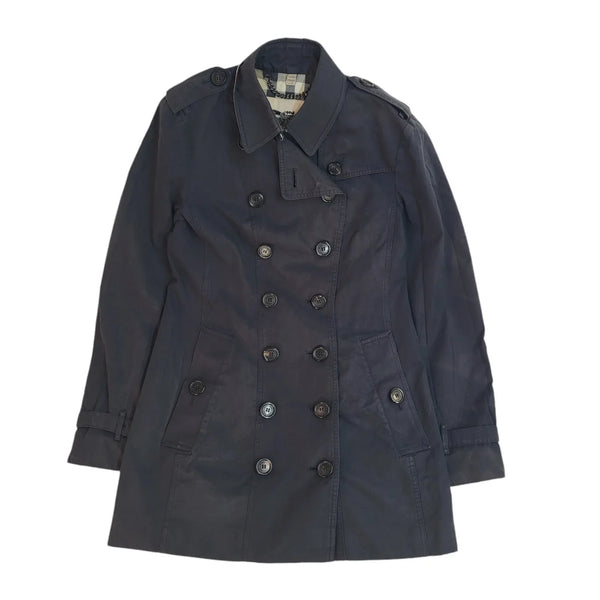 Burberry Black Double Breasted Coat UK Women's Size 8 EE973