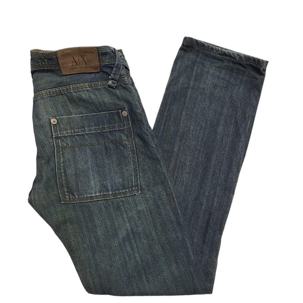 Armani Exchange Faded Blue Straight Button Fly Denim Jeans Men's XS W29 L32 H430