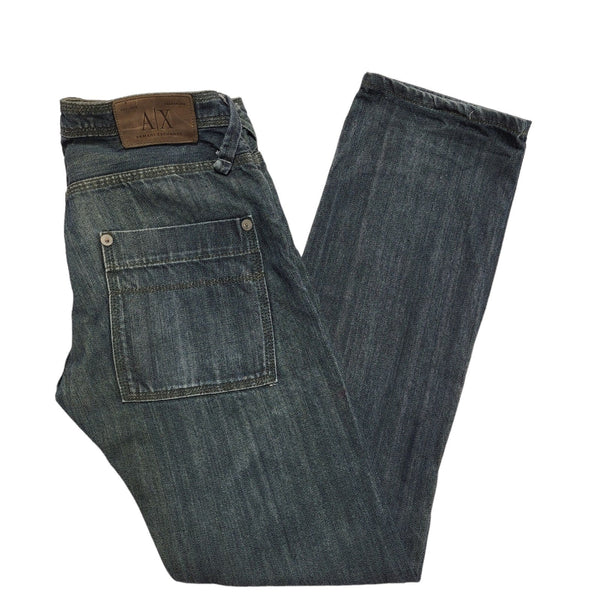 Armani Exchange Faded Blue Straight Button Fly Denim Jeans Men's XS W29 L32 H430