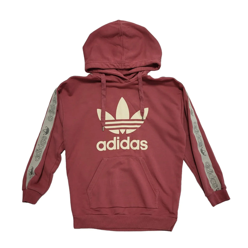 Adidas Pink White Drawstring L/Sleeve Sweatshirt Hoodie Women's uk S 8 H512