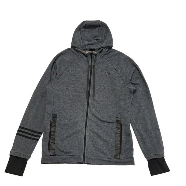 Adidas Hoodie Grey Full Zip Sports Drawstring Mens UK Size L BB593