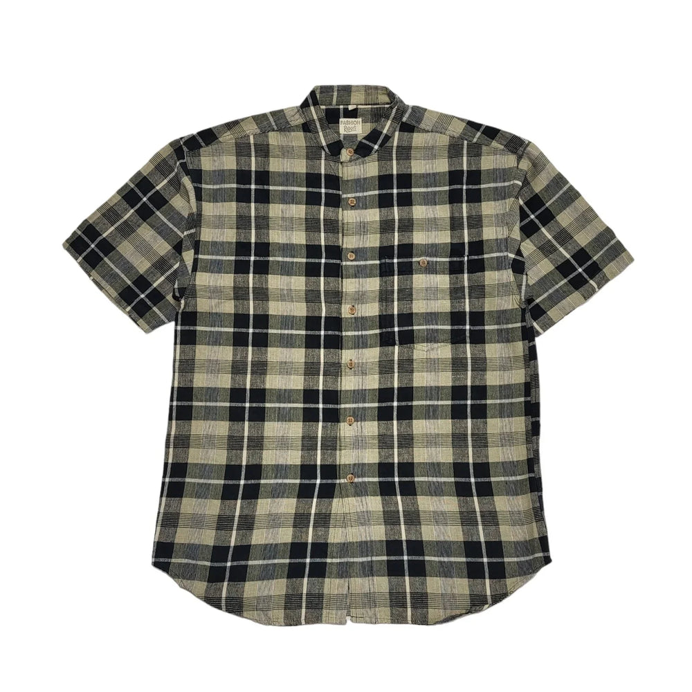 Fashion Report Grey Black Check S/Sleeve Collared Shirt uk Men's Medium H646