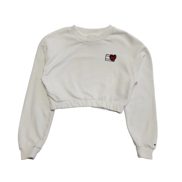 Tommy Hilfiger White Cropped Sweatshirt Uk Women's Size XS DD514