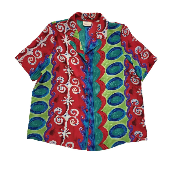 Richards Vintage 90's Multicoloured Button Up Short Sleeve Womens Shirt Size 18