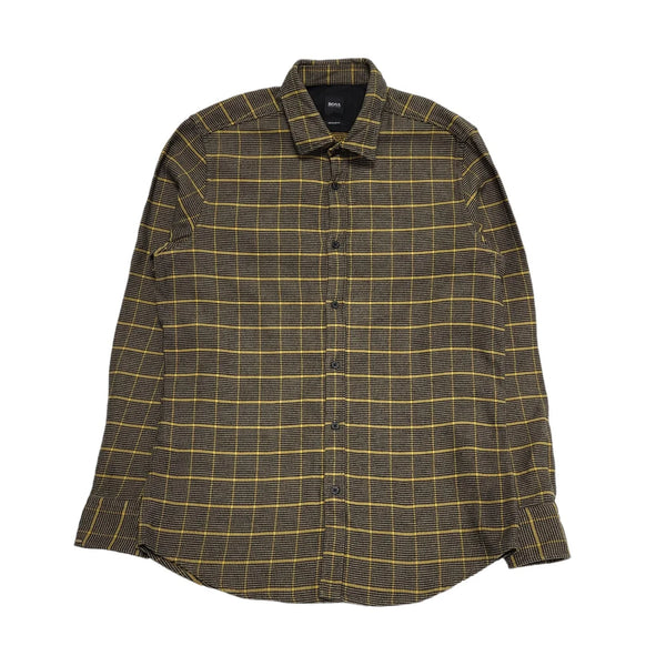 Hugo Boss Shirt Long Sleeve Brown & Black Checked Regular Fit Mens UK M BB9