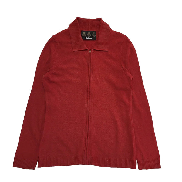 Barbour D2346 Red Full Zipped Wool Cardigan Women's uk M 10 eu 38 H326